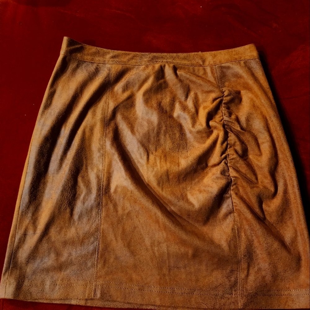 Free People used distressed suede look mini skirt